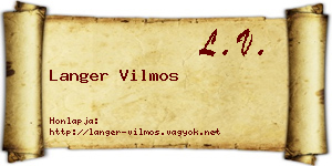 Langer Vilmos névjegykártya